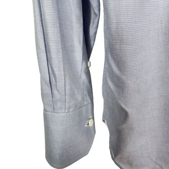 ERMENEGILDO ZEGNA Shirt Mens Medium Blue Button Tailored Fit Dress Shirt - Picture 4 of 9